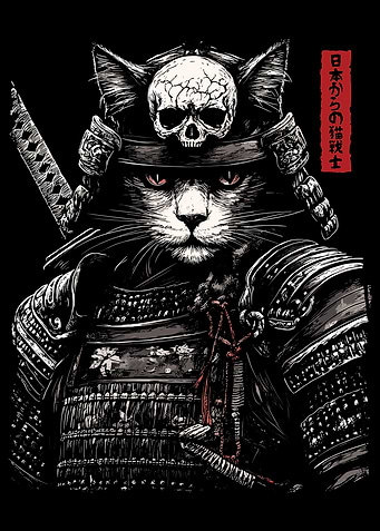 Samurai Cat Warrior Illustration