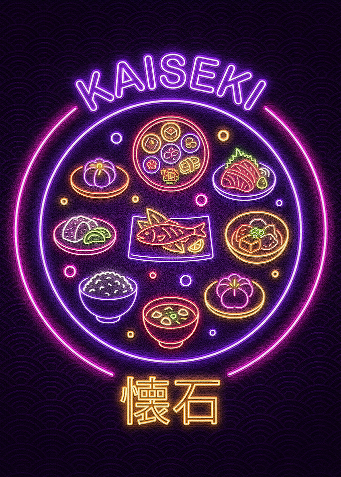Kaiseki Neon Food Illustration
