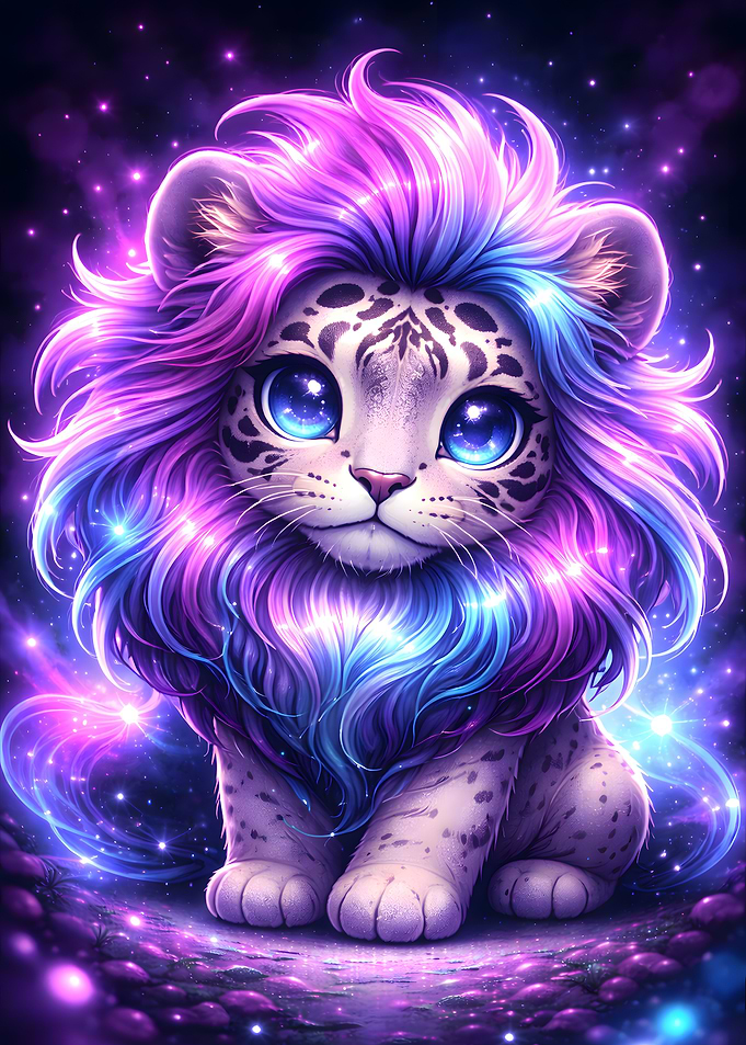 Cute Galaxy Lion Cub Nebula chibi