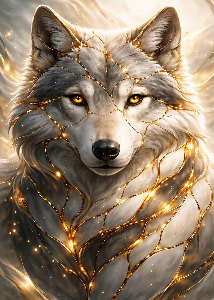 Golden Veined Wolf Portrait