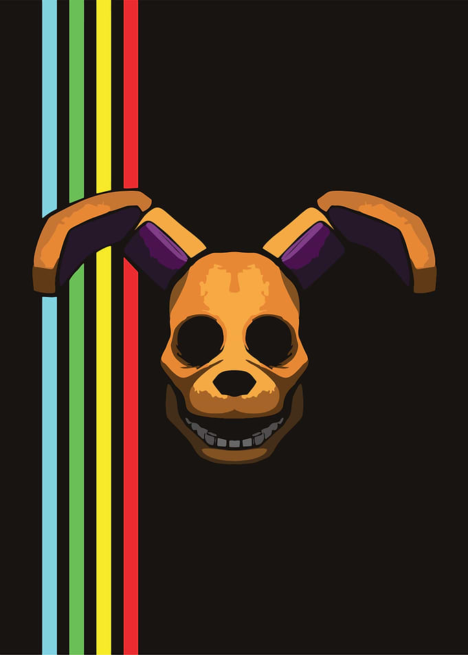 Springtrap Skull with Colorful Stripes