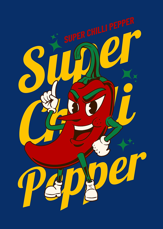 Super Chilli Pepper Cartoon Illustration