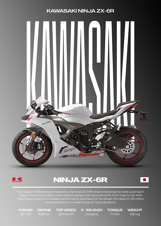 Kawasaki Ninja ZX-6R Motorcycle Poster