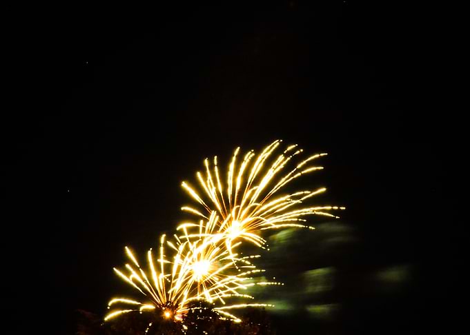 Photography of Golden Fireworks Display at Night