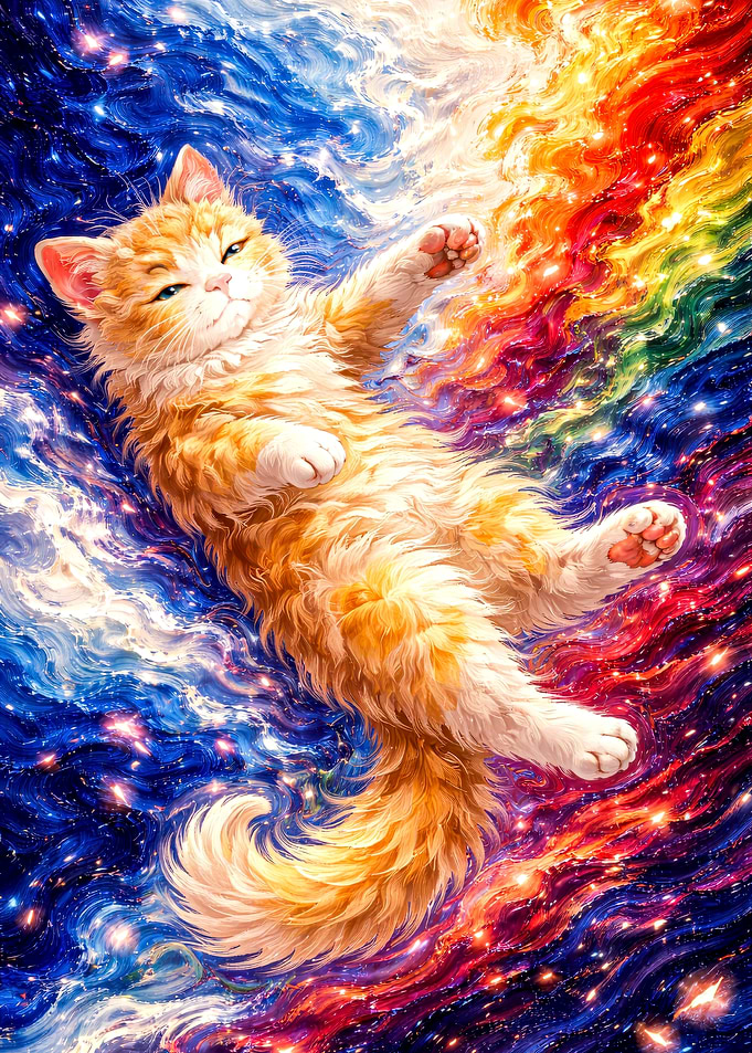 Cosmic Cat Floating in Space