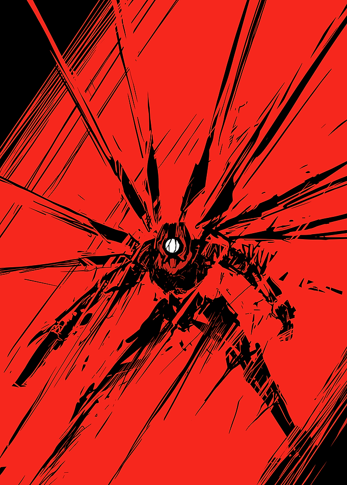 Red and Black Robot Illustration