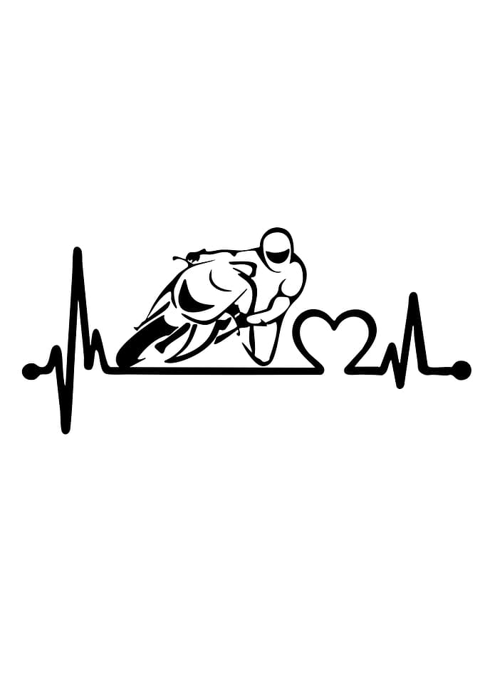 Motorcycle Heartbeat Line Art