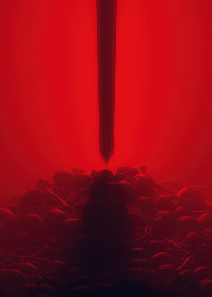 Red Monochromatic Abstract Scene