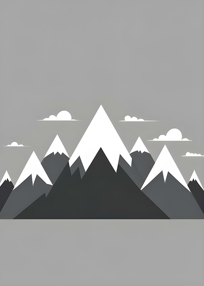 Minimalist Mountain Range in Grayscale