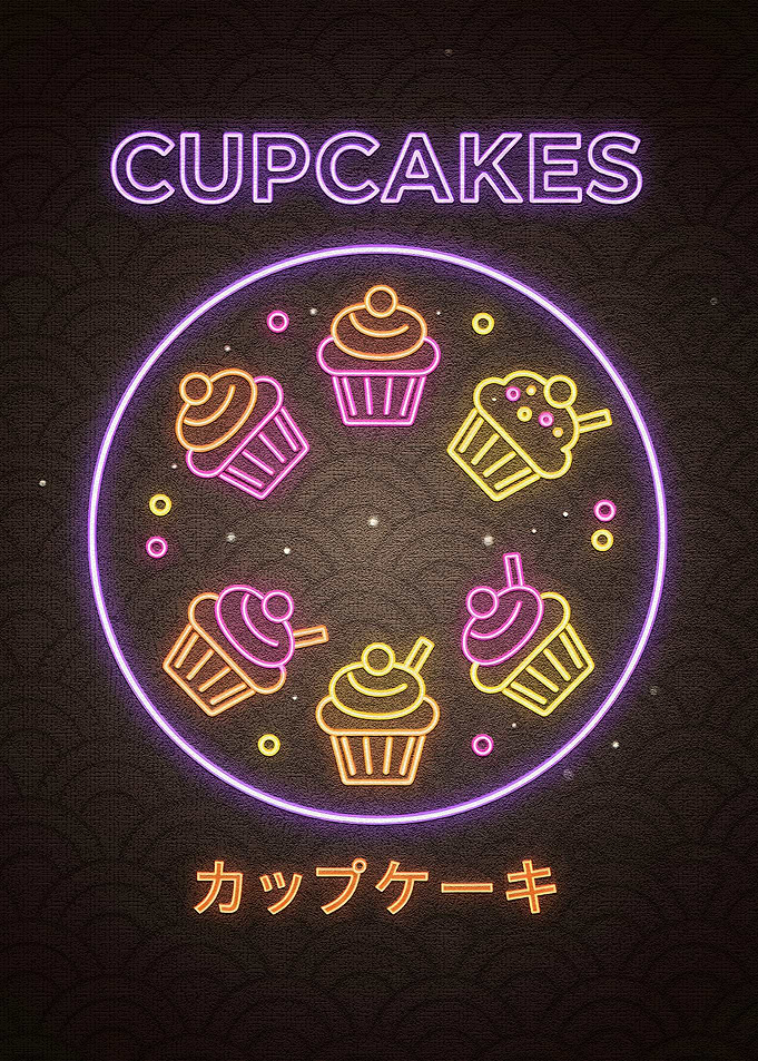 Neon Cupcakes Japanese Style