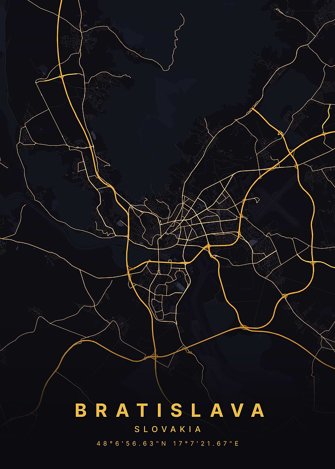 Bratislava, Slovakia Map Art