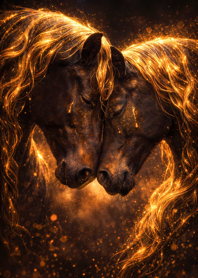 Horses Couple - Luxury Animal Wall Art - Romantic Gift Decor