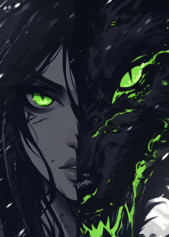 Woman and Wolf Fusion Digital Art