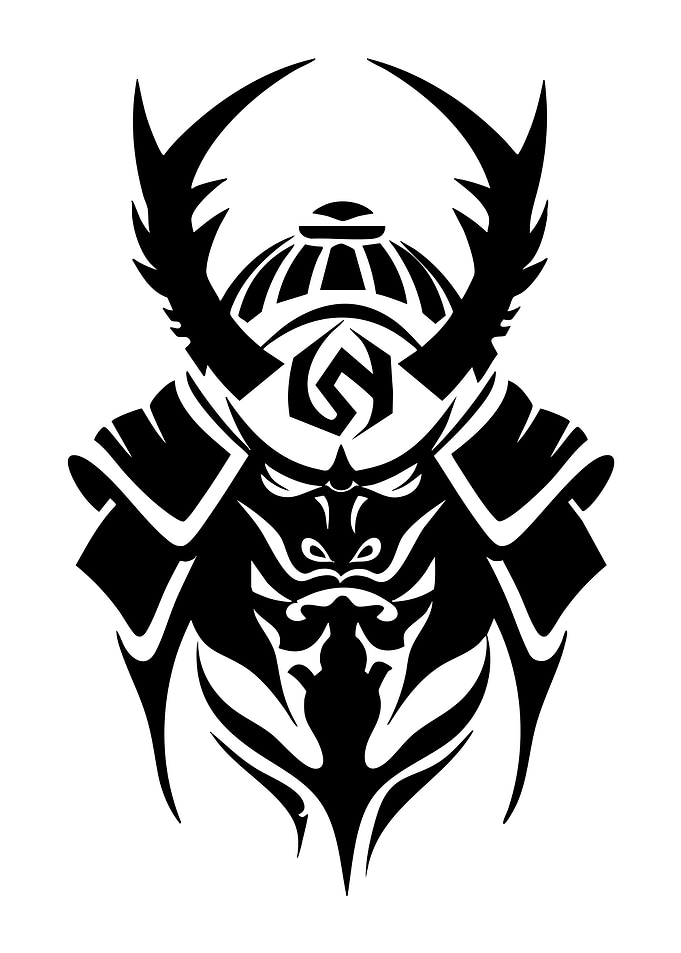 Samurai Warrior Mask Black and White