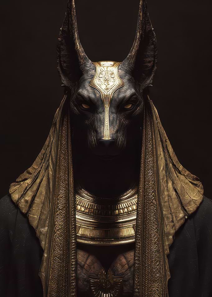 Anubis Portrait with Golden Details