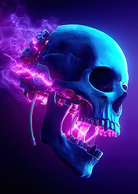 Cyberpunk Skull with Neon Lightning
