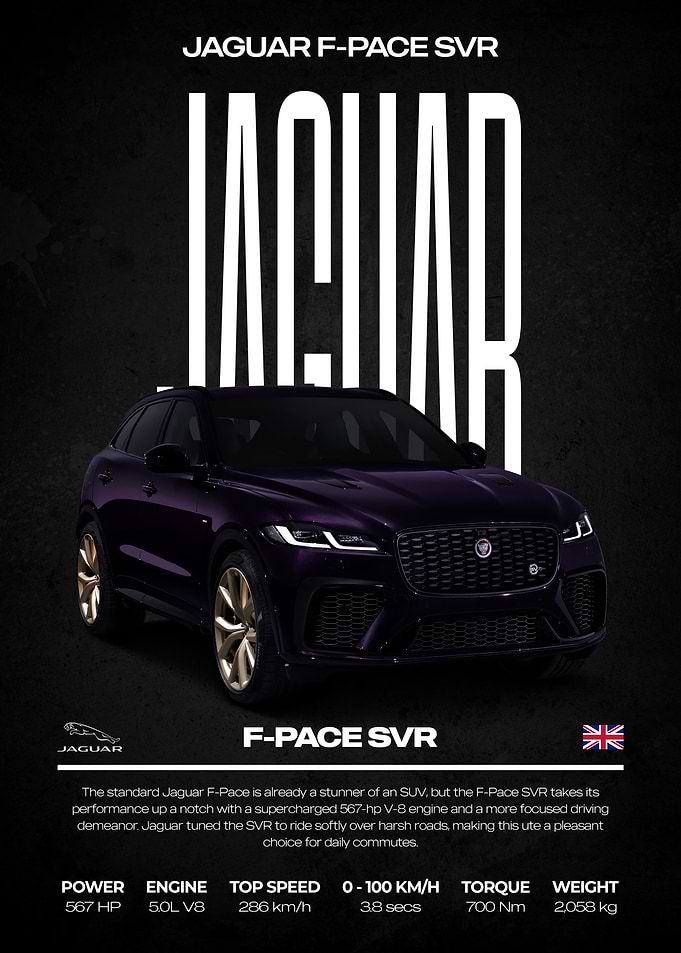 Jaguar F-Pace SVR Car Poster