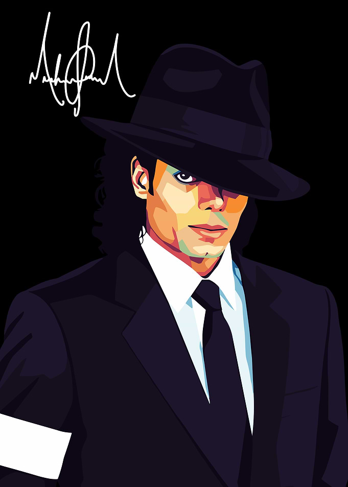 Michael Jackson Portrait with Signature