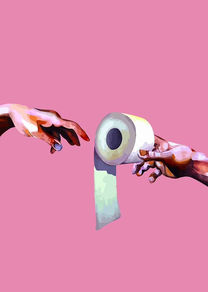 Toilet Paper Creation of Adam Parody