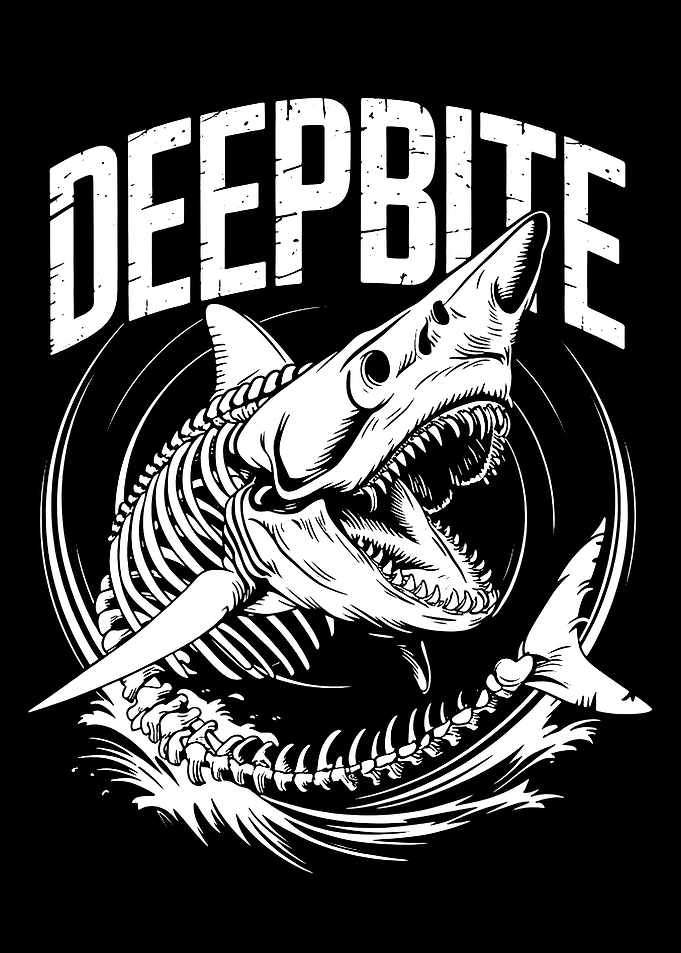 Deep Bite Shark Skeleton Illustration