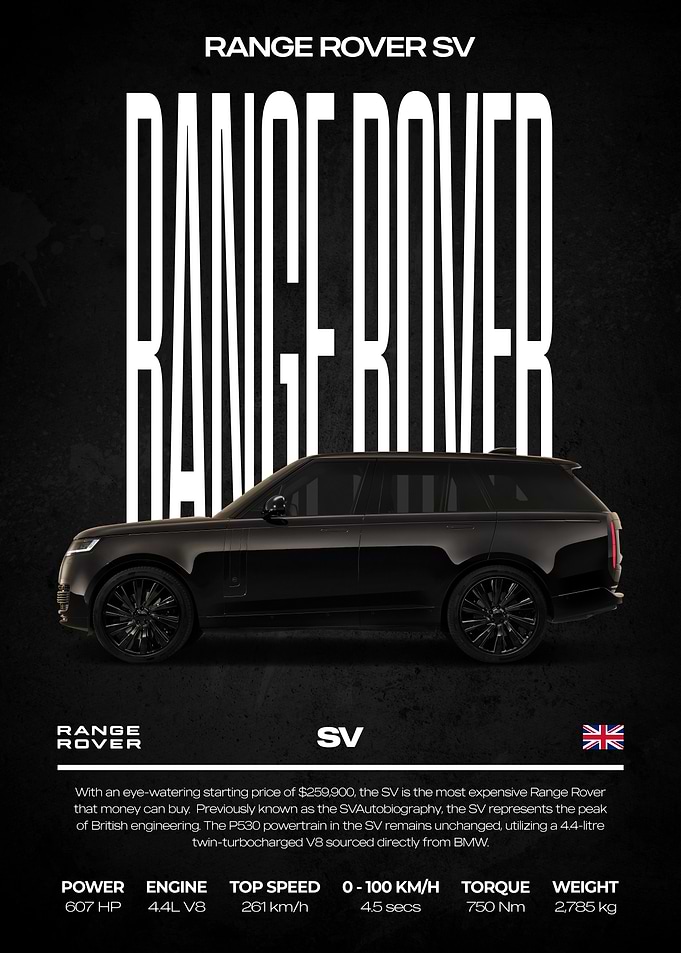 Range Rover SV Car Poster