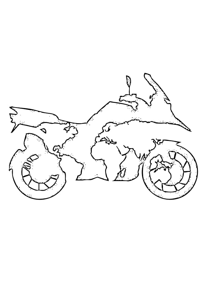 Motorcycle World Map Outline