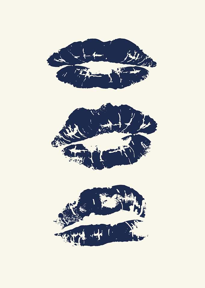 Lip Prints in Navy Blue