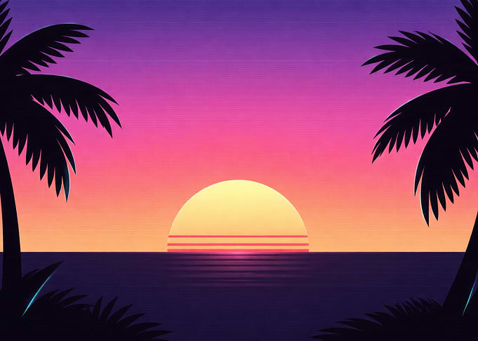 Retro Sunset with Palm Trees