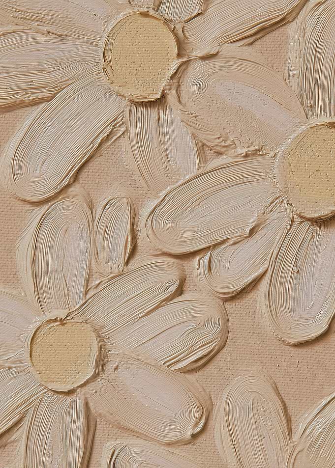 Beige Daisy Floral Impasto Painting