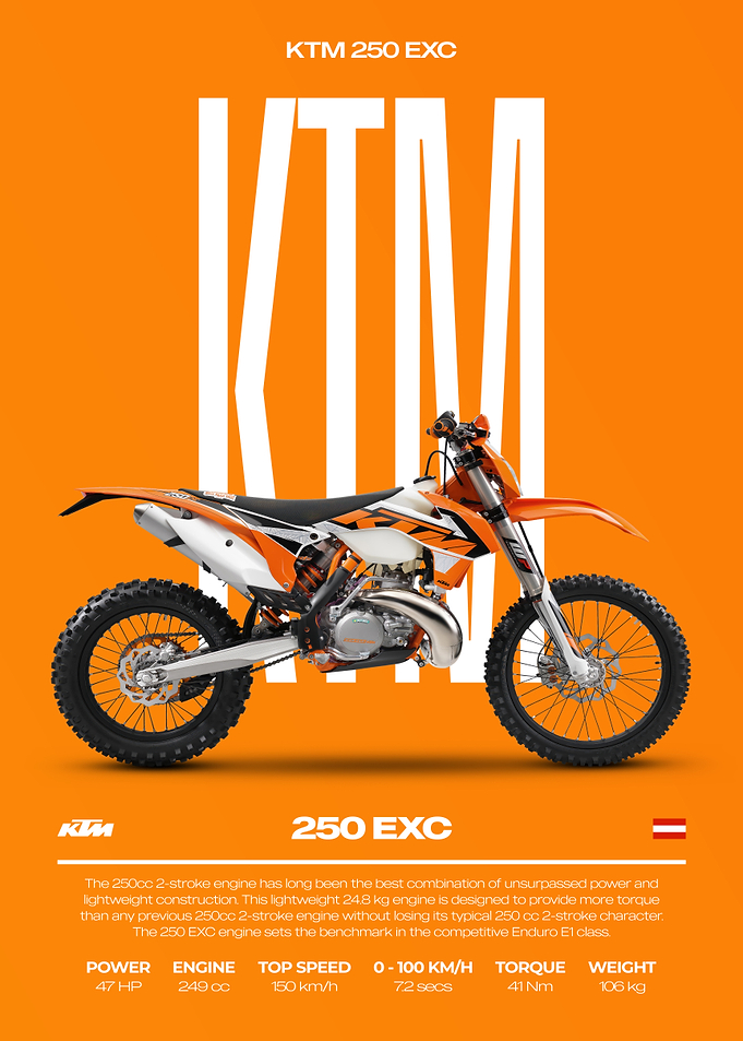 KTM 250 EXC Motorcycle Poster