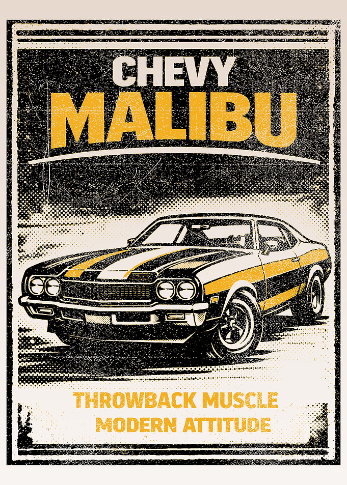 Chevy Malibu Throwback Muscle Car Poster