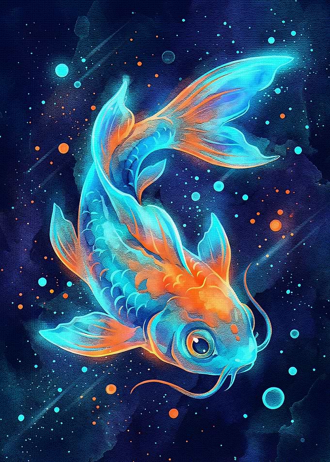 Glowing Koi Fish Digital Art