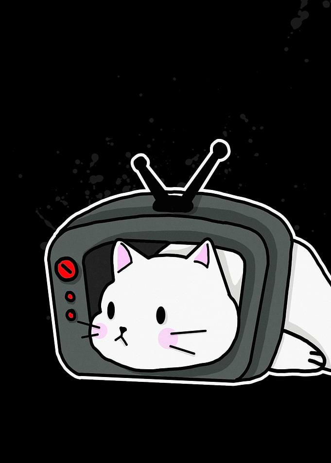Cat in TV Cartoon Illustration
