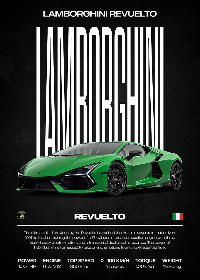 Lamborghini Revuelto Green Car Poster