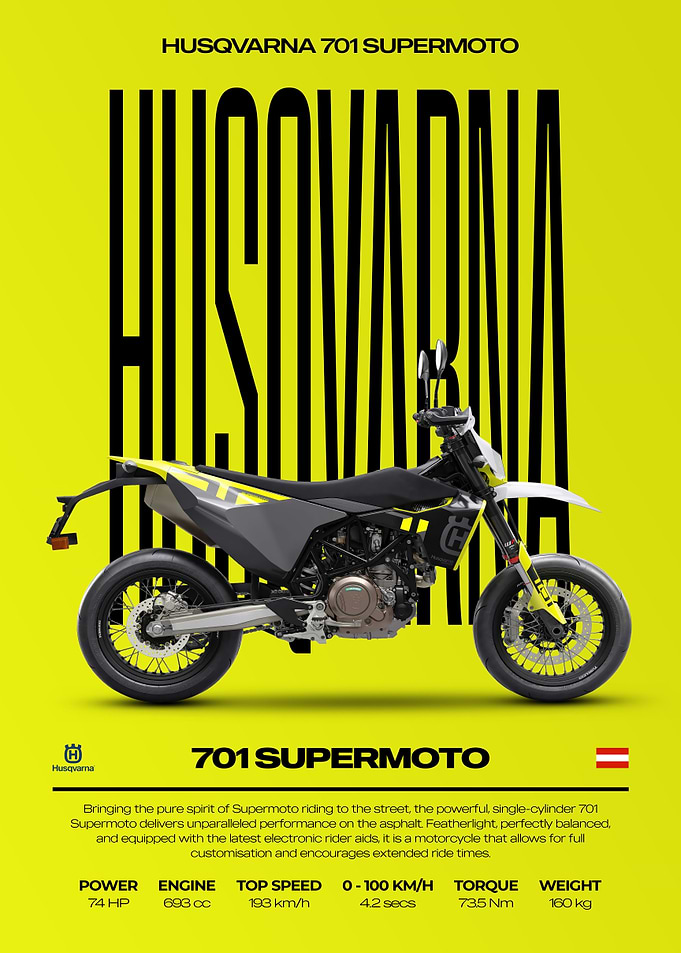Husqvarna 701 Supermoto Motorcycle Poster