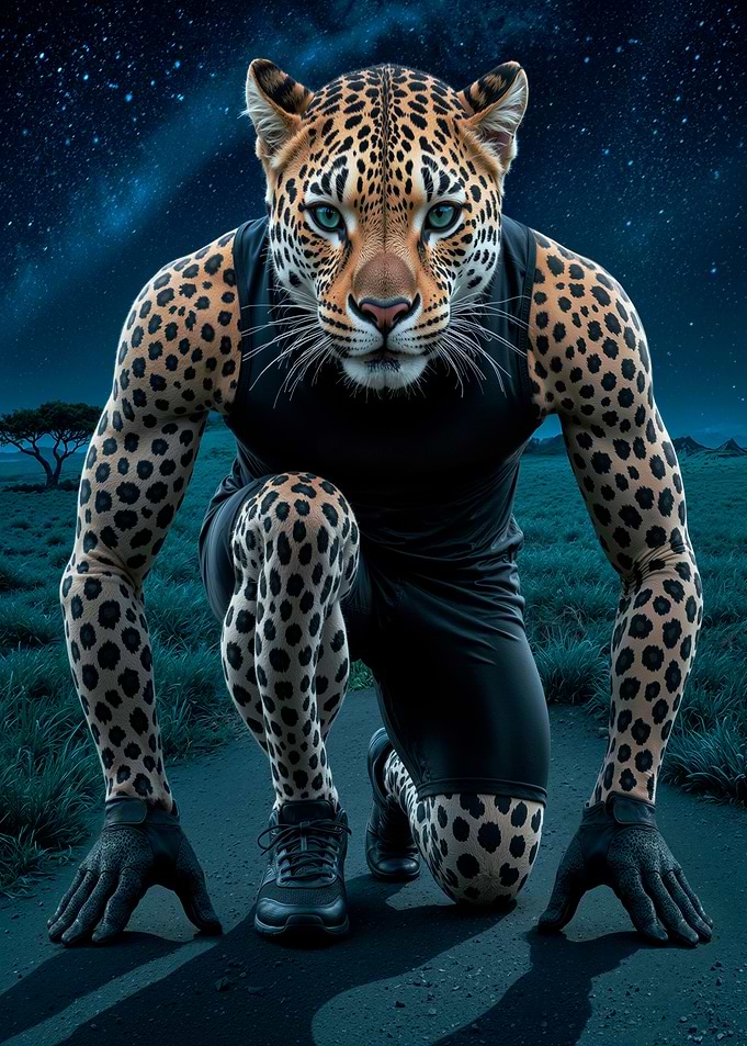 Leopard Athlete Ready to Run