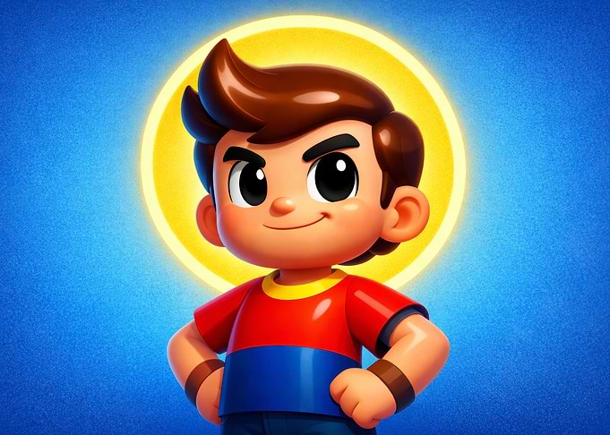 Cartoon Boy with Yellow Halo