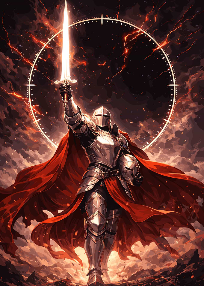 Knight with Sword and Red Cape