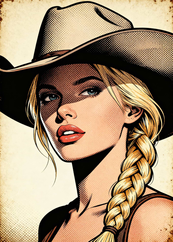 Cowgirl Portrait in Pop Art Style