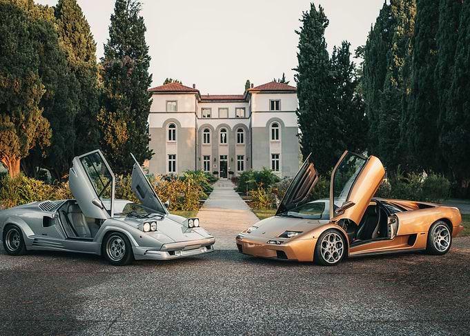 Two Lamborghini Cars with Open Doors