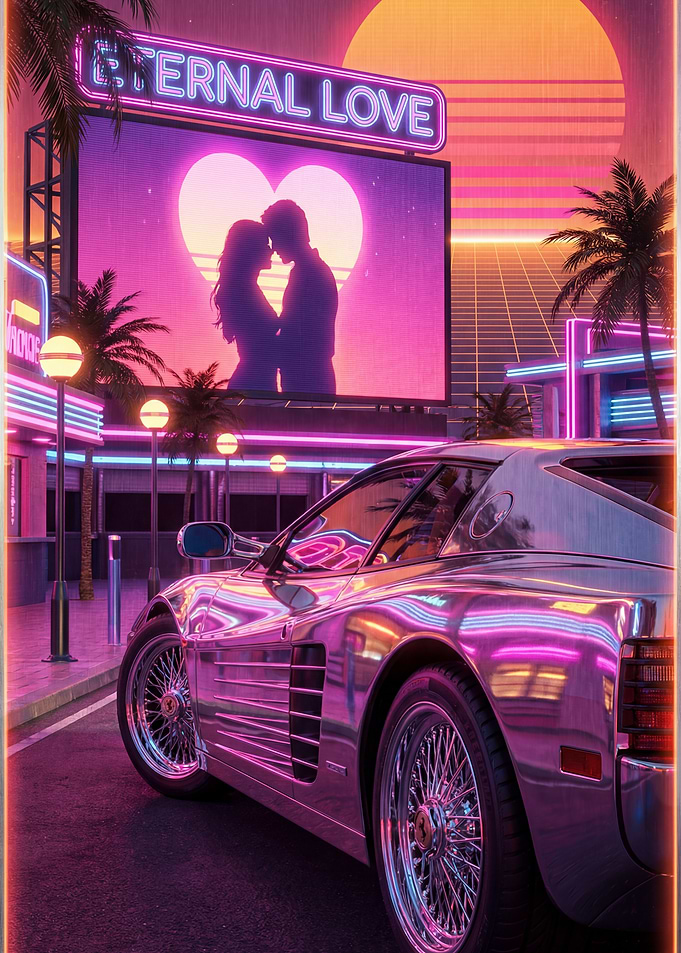 Retro Eternal Love Car Scene