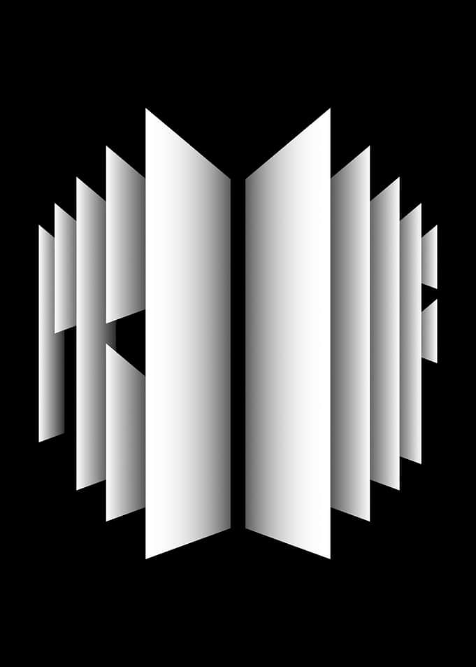 Abstract White Geometric Shape on Black BTS proof