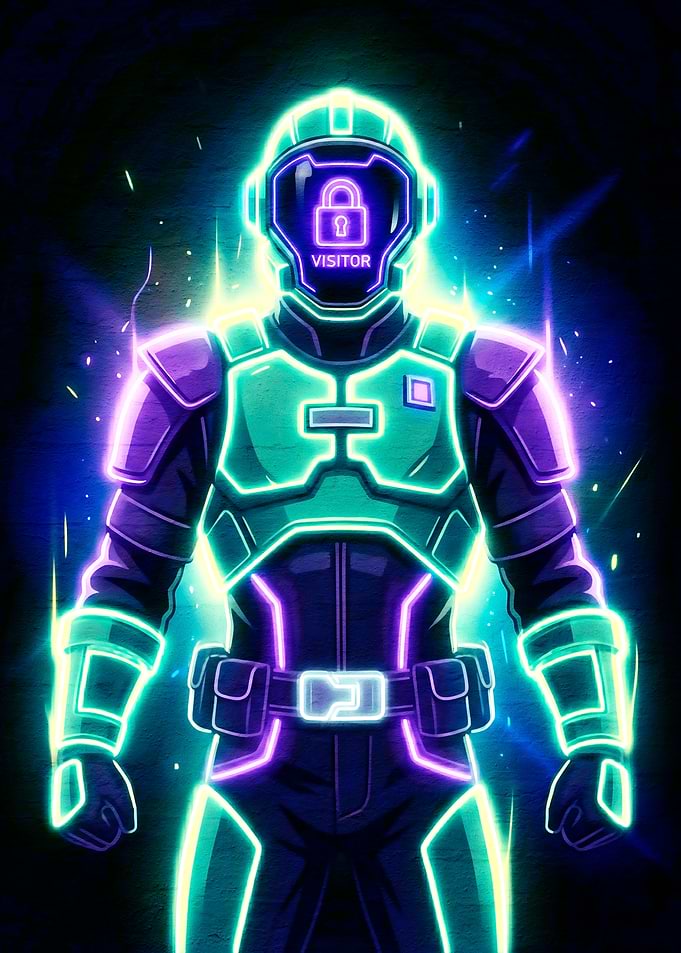 Neon Visitor in Futuristic Suit