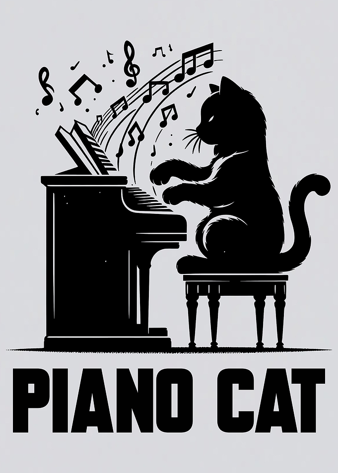 Piano Black Cat playing Music