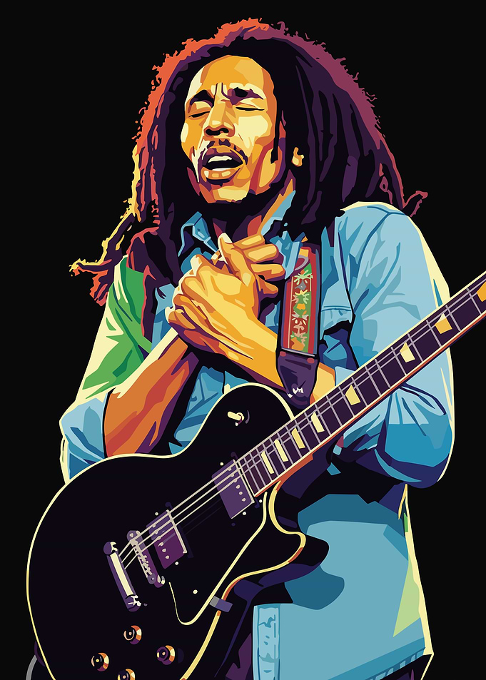 Bob Marley with Guitar Illustration