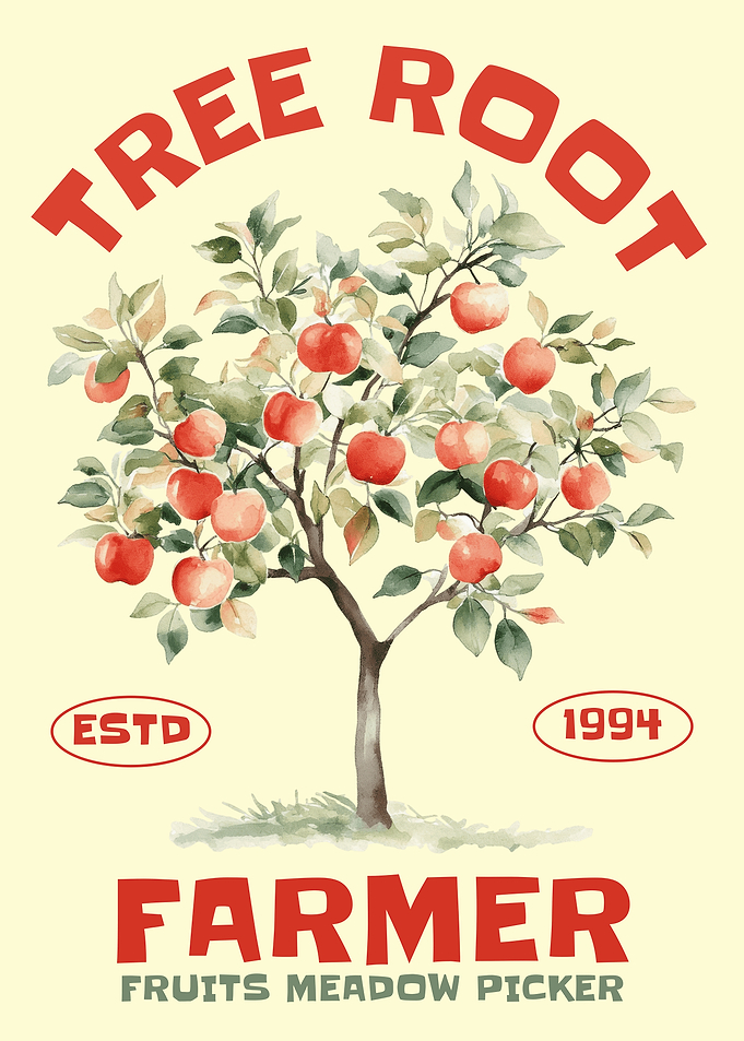 Tree Root Farmer Vintage Style Poster