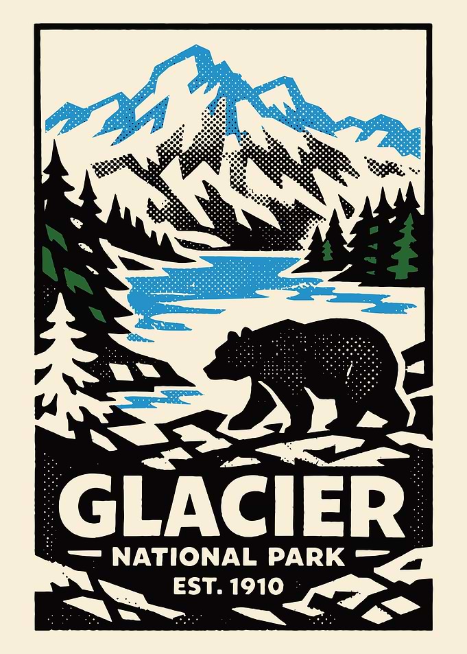 Glacier National Park Vintage Poster