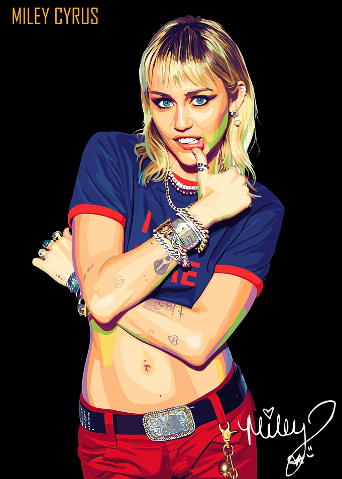 Miley Cyrus Portrait Digital Art