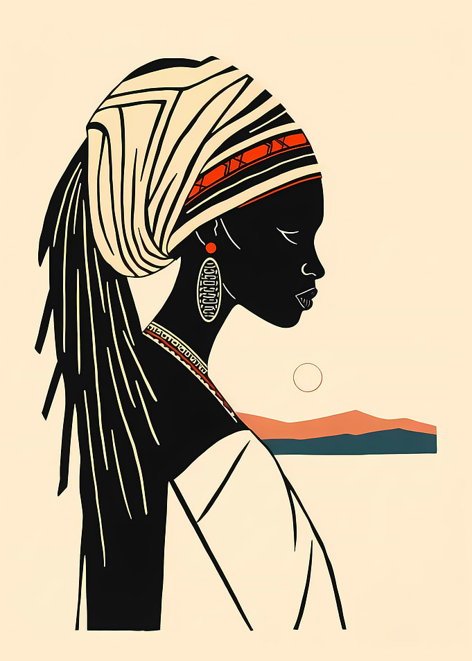 African Woman Art with Headwrap