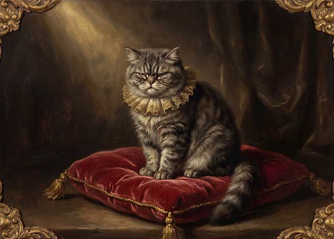 Regal Cat Portrait with Golden Collar